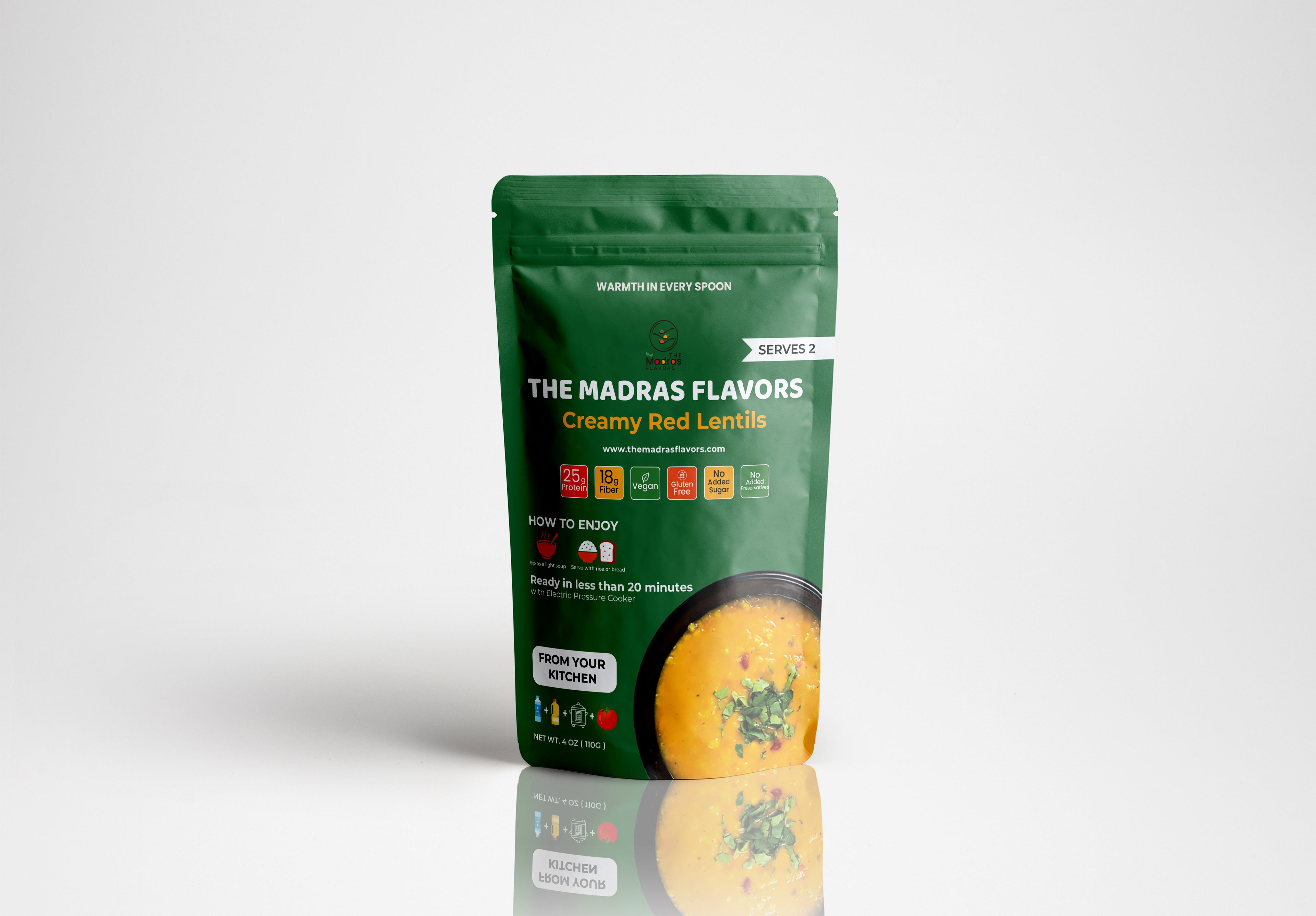 Creamy Red Lentils ready-to-cook South Indian dal meal kit package