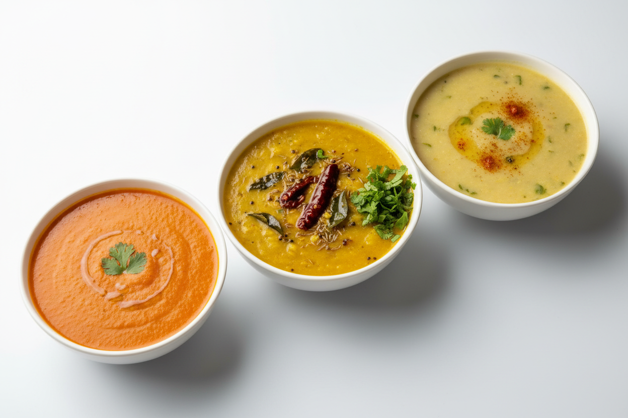Plant-Based Protein Soup Trio - three South Indian lentil dal meal kits bundle
